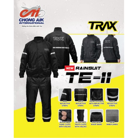[READY TO ORDER] TRAX Rainsuit TE-11 Black/Black