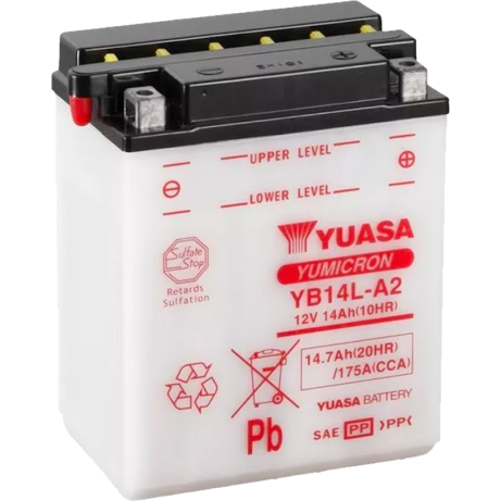 YUASA Motorcycle Battery YB14L-A2 (YBI) W/ACID CP
