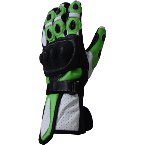 TRAX Gloves SLG-3334 Full Leather Black/Green/White