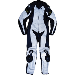 TRAX Full Leather Suit SLG-1202 Full Leather 1pc Black/White