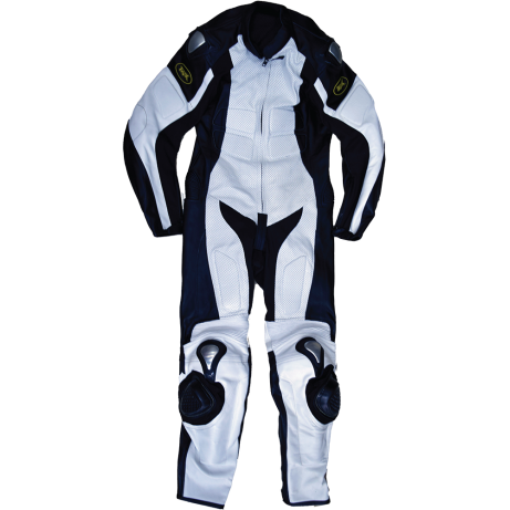 TRAX Full Leather Suit SLG-1202 Full Leather 1pc Black/White
