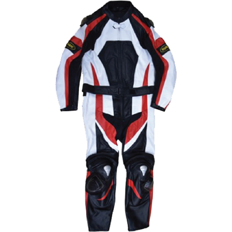 TRAX Full Leather Suit SLG-1204 Full Leather 2pc Black/White/Red