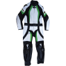 TRAX Full Leather Suit SLG-1208 Full Leather 2pc White/Black/Green