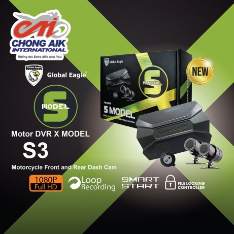 [READY TO ORDER] GLOBAL EAGLE Motorcycle DVR S MODEL S3 Dual Camera 1080p [PLUS FREE 32GB SD CARD]