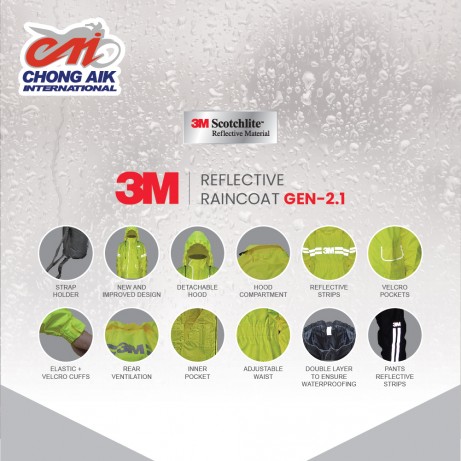 [READY TO ORDER] 3M Rainwear Scotchlite Reflective Raincoat Gen-2.1 Black