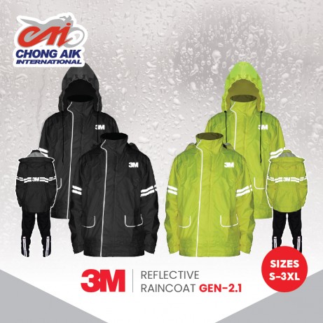 [READY TO ORDER] 3M Rainwear Scotchlite Reflective Raincoat Gen-2.1 Black