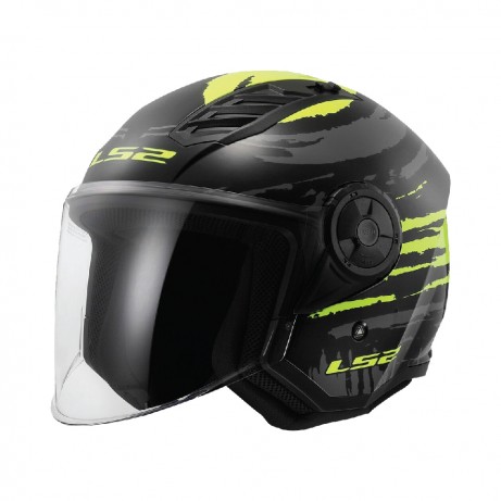 LS2 OF616 Airflow 2 Brush Gloss Black Hi Viz Yellow [PSB APPROVED]