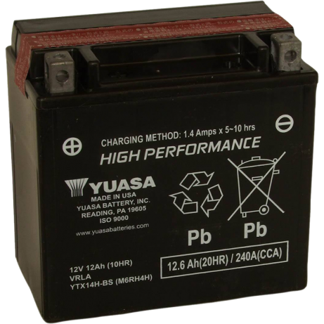 YUASA Motorcycle Battery YTX14H-BS (USA) CP